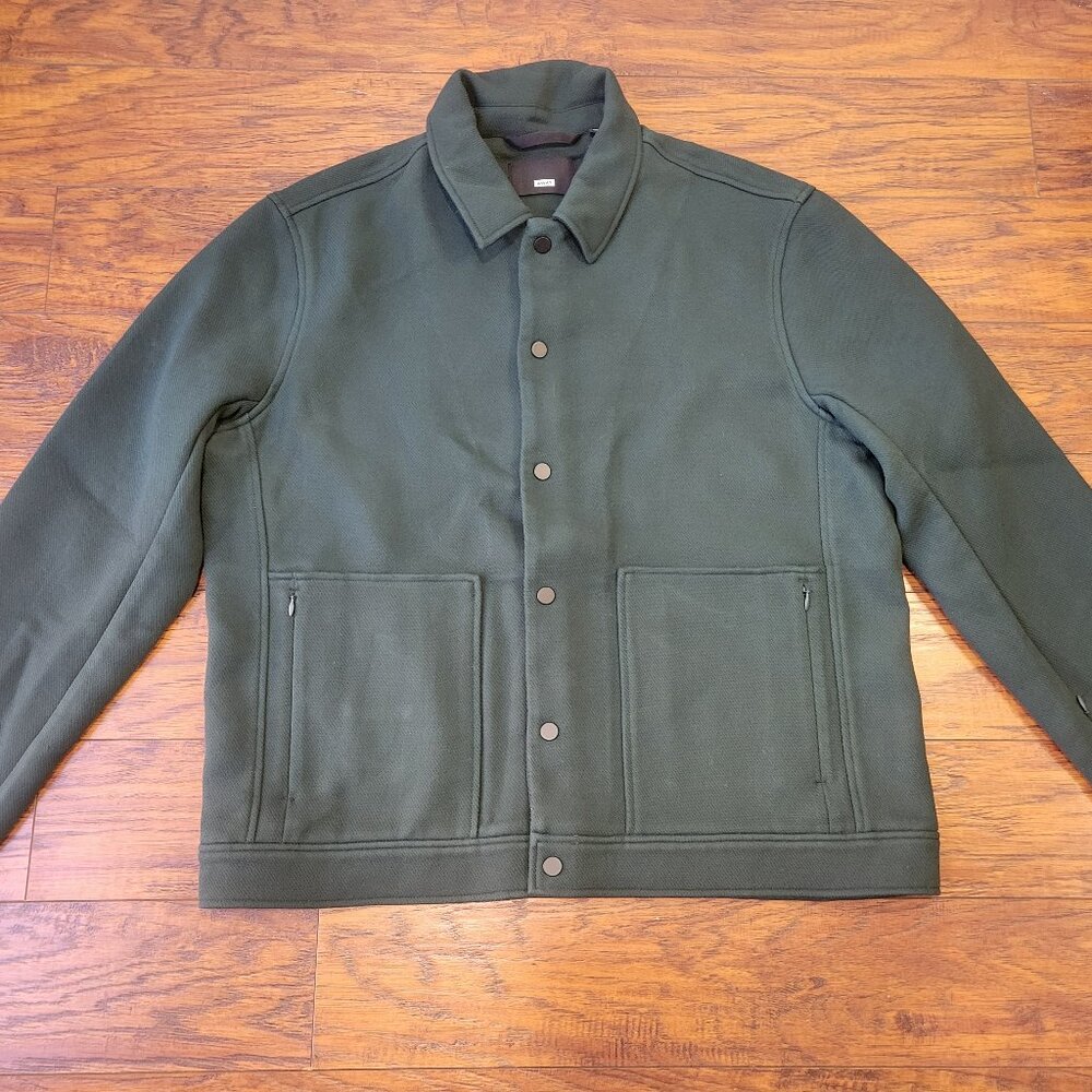 AWAY Travel Olive Green Zipper Pocket Collared Snap Button-Front Jacket sz XL